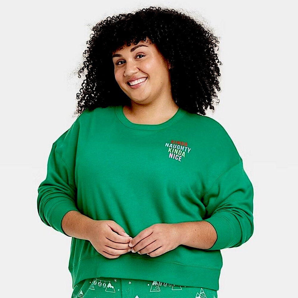 Women's Kinda Naughty Kinda Nice, Green 
Sweatshirt - Wondershop -NEW with Tags